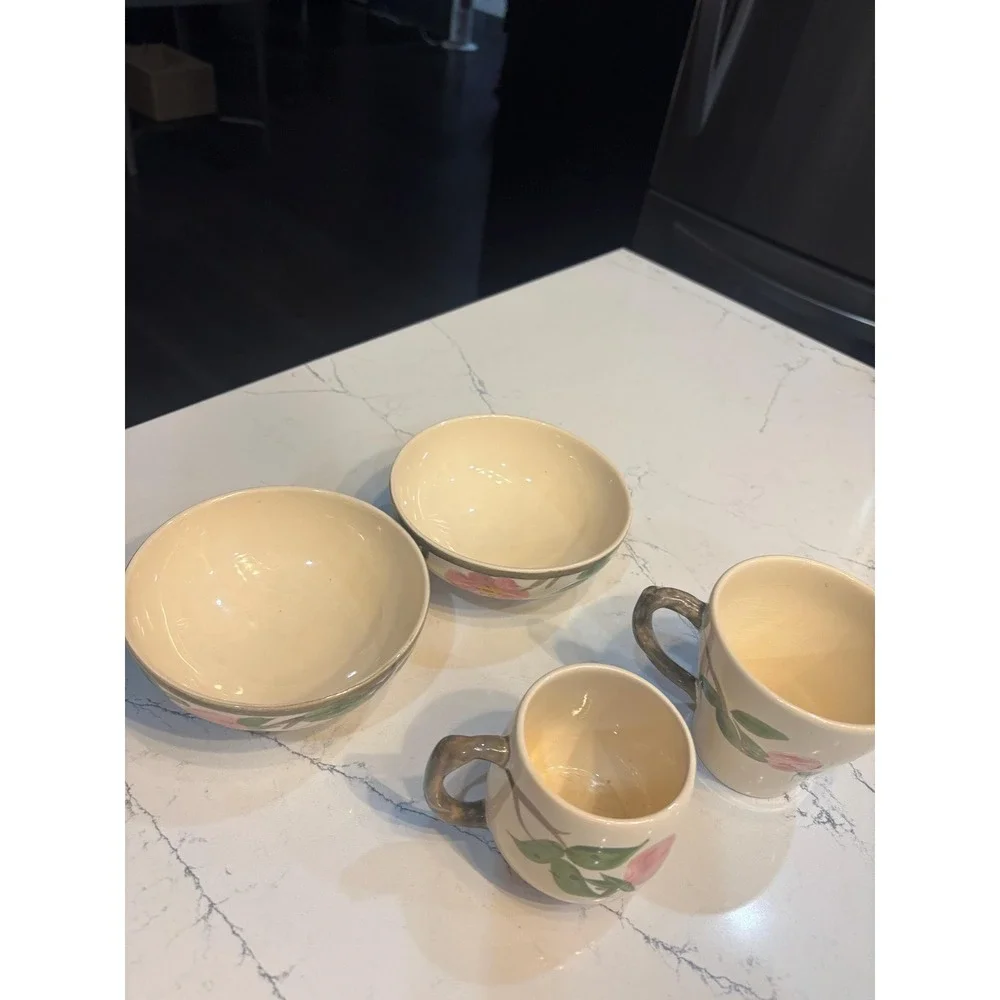 Vintage Franciscan Desert Rose Ceramic Bowls and Cups Lot